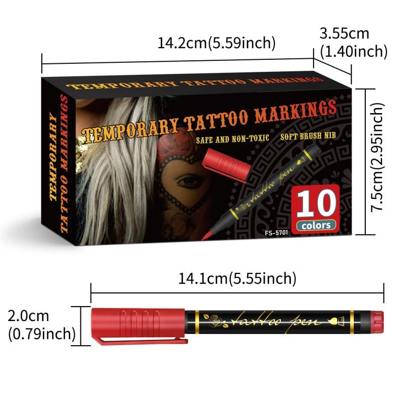 Tijdelijke Tattoo Pennenset - Incl. Sjablonen