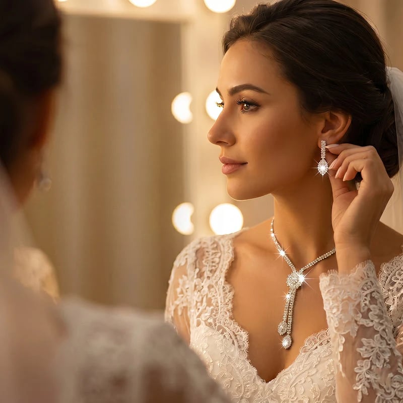 Zirkonia Bloemen Sieradenset - Incl. Ketting en Oorbellen