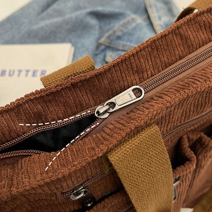 Icone™ CorduroyBag: grote capaciteit, unisex, vintage stijl, corduroy tas