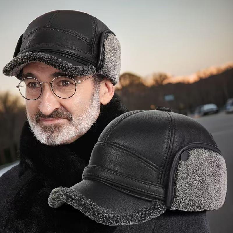 🧢 Wintermuts voor heren met platte oorkappen van schapenvacht