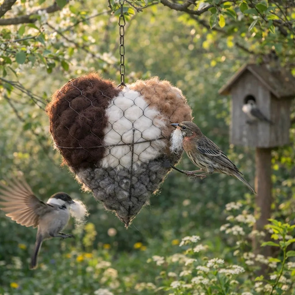 🕊️ Handgemaakt alpacawol vogelnest bekleding