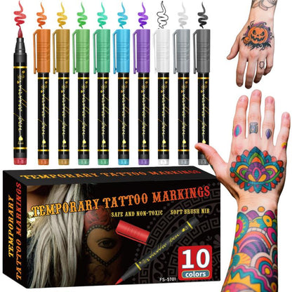 Tijdelijke Tattoo Pennenset - Incl. Sjablonen