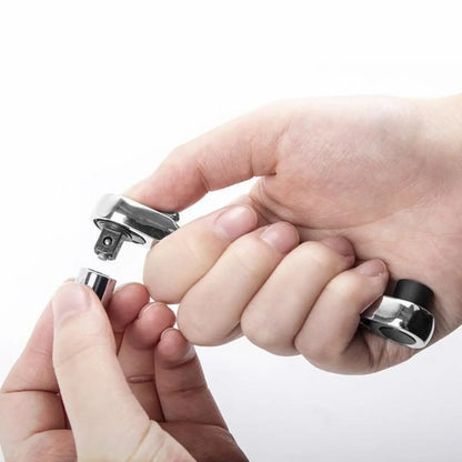 Magnetische Mini-Ratelsleutel 1/4" met Dubbele Kop