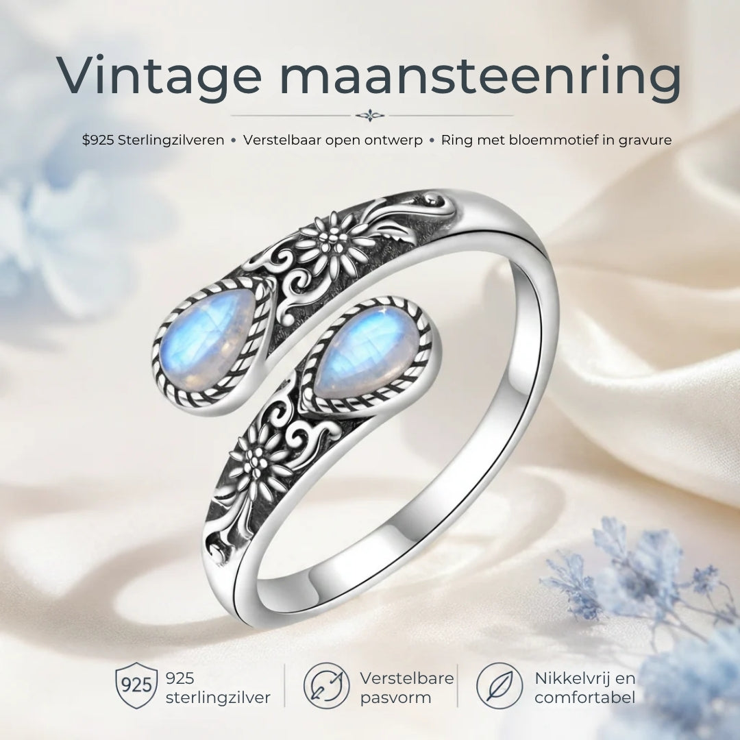 Zilveren Maansteen Ring