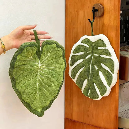 Zijdezachte Microvezelhanddoek met Botanisch Bladmotief - 2 Stuks