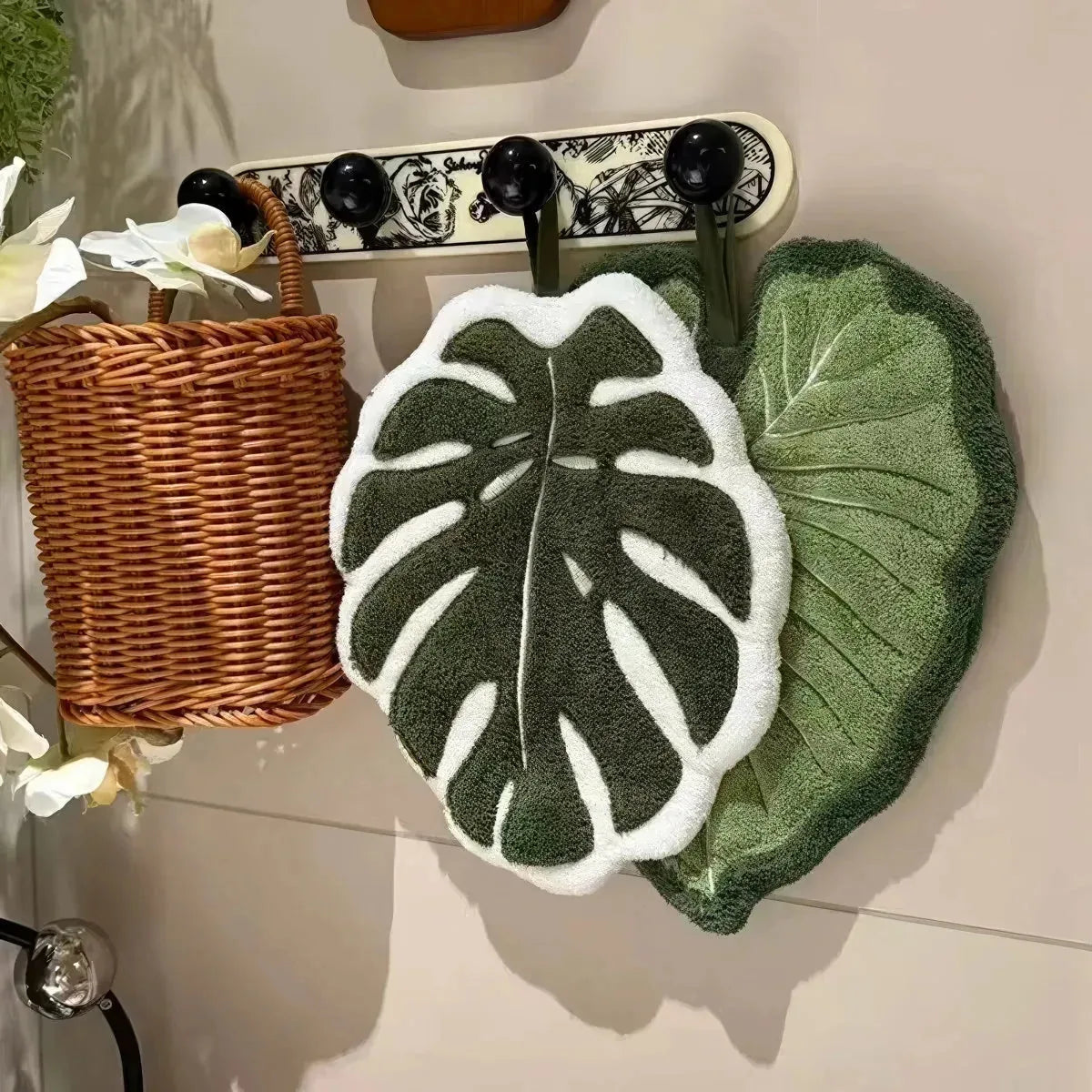 Zijdezachte Microvezelhanddoek met Botanisch Bladmotief - 2 Stuks