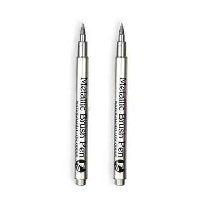 Metallic Grafsteen Pen - Duurzaam en Weerbestendig - 2 Stuks