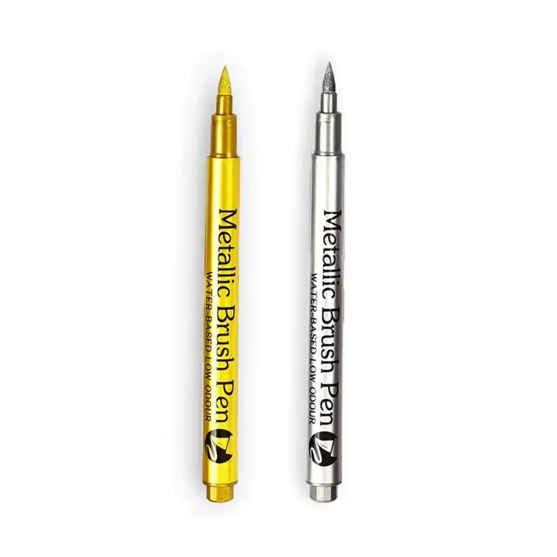 Metallic Grafsteen Pen - Duurzaam en Weerbestendig - 2 Stuks