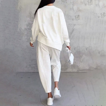 Ronde hals, lange mouwen top ＆ Broek 2-delige set