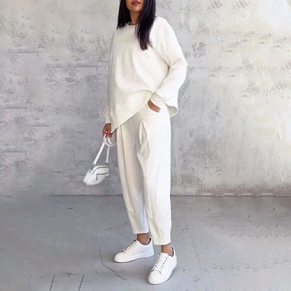 Ronde hals, lange mouwen top ＆ Broek 2-delige set