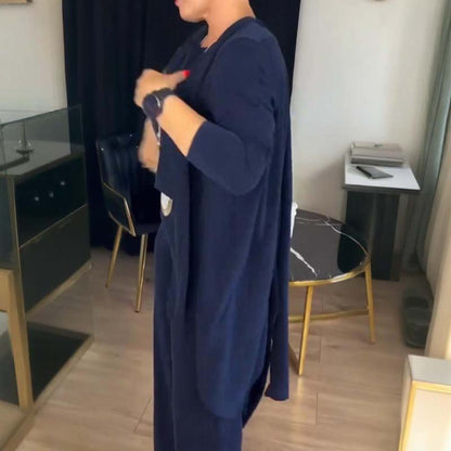 Elegante 3-delige Set Bestaande Uit Een Lang Vest, Top En Broek