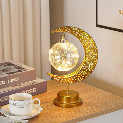 Decoratieve Ramadan LED-tafellamp in maanlichtstijl