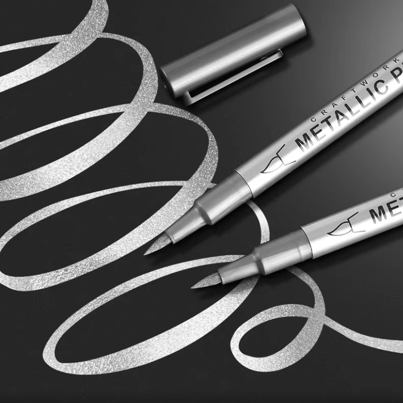 Metallic Grafsteen Pen - Duurzaam en Weerbestendig - 2 Stuks