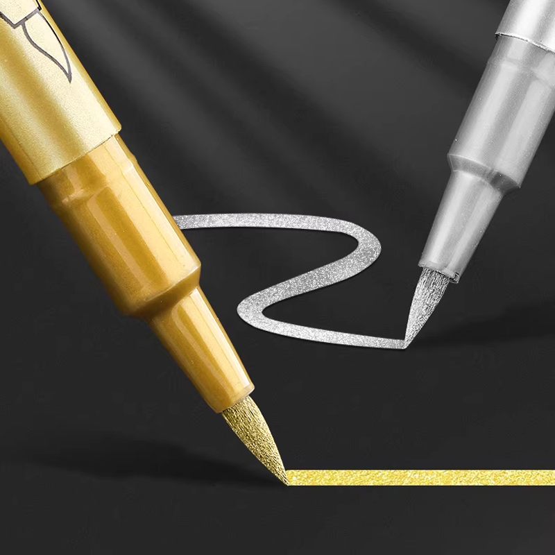 Metallic Grafsteen Pen - Duurzaam en Weerbestendig - 2 Stuks