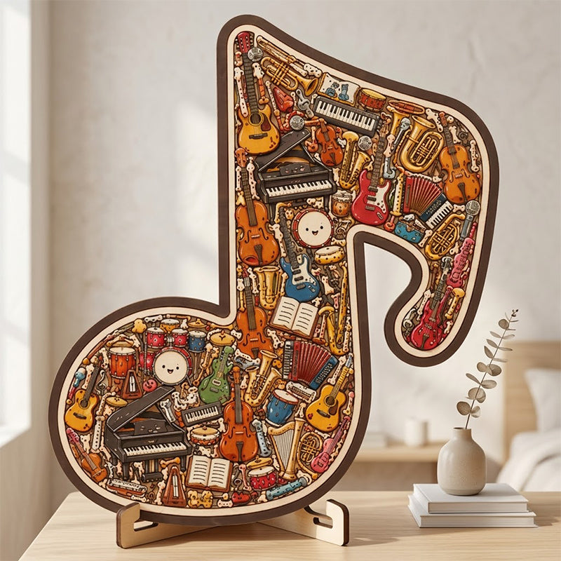 Houten Muzieknoot Puzzel
