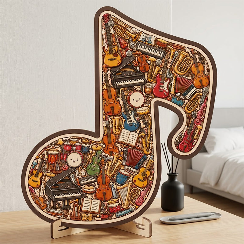 Houten Muzieknoot Puzzel