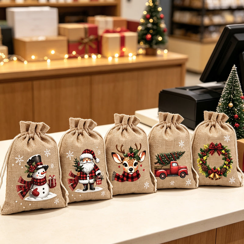 Sfeervolle Kerst Cadeauzakjes - 5 Stuks