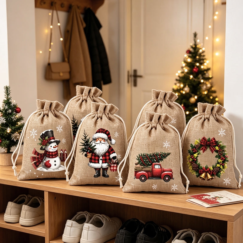 Sfeervolle Kerst Cadeauzakjes - 5 Stuks