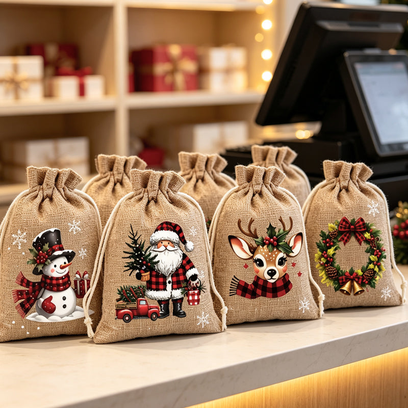 Sfeervolle Kerst Cadeauzakjes - 5 Stuks