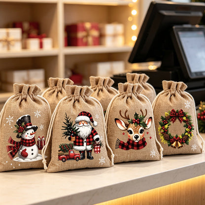 Sfeervolle Kerst Cadeauzakjes - 5 Stuks
