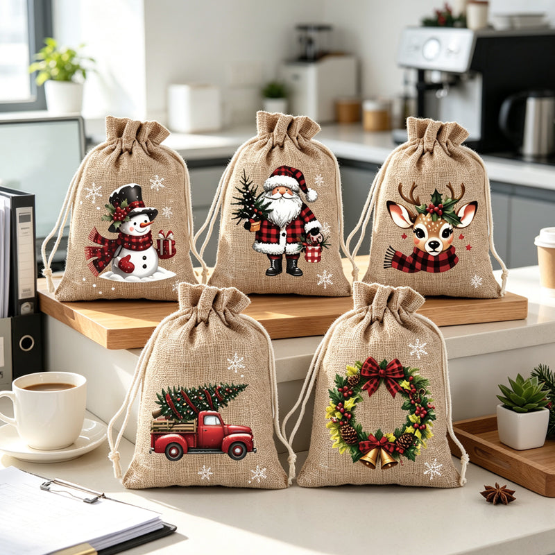 Sfeervolle Kerst Cadeauzakjes - 5 Stuks