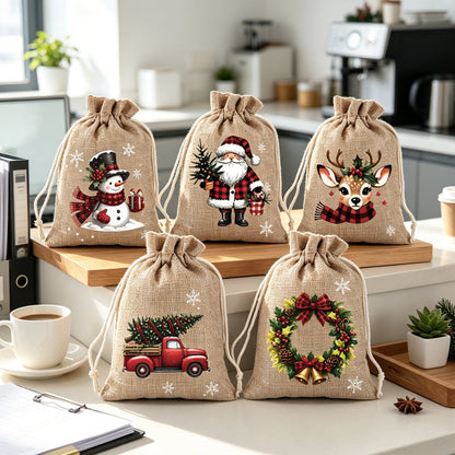 Sfeervolle Kerst Cadeauzakjes - 5 Stuks