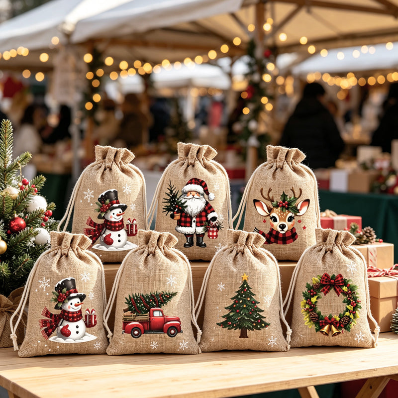 Sfeervolle Kerst Cadeauzakjes - 5 Stuks